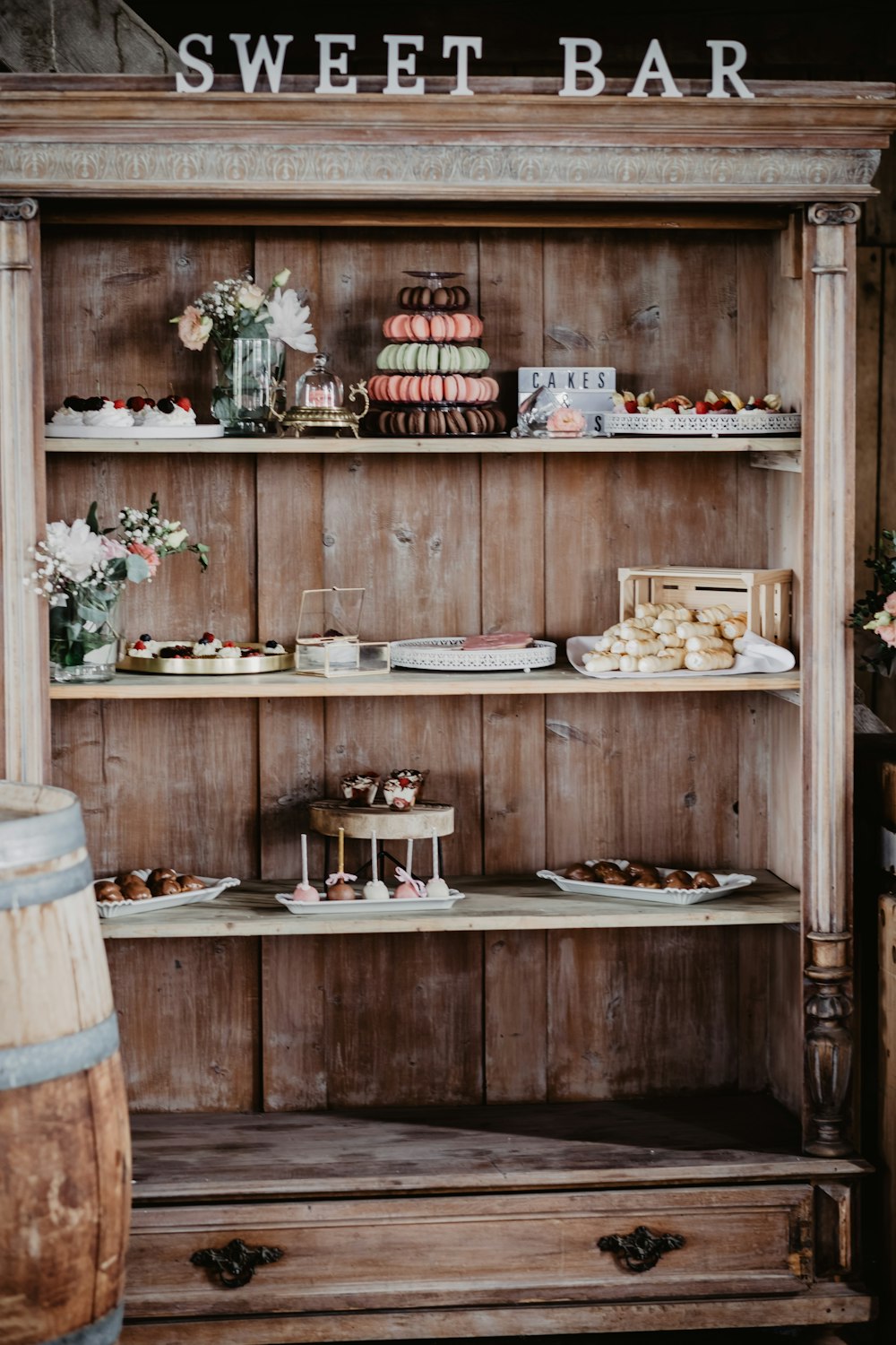 cupcakes on brown wooden shelf