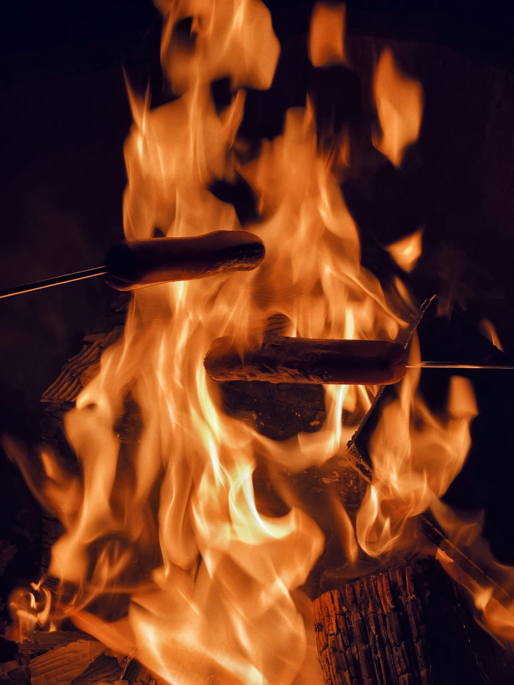 burning woods in fire pit