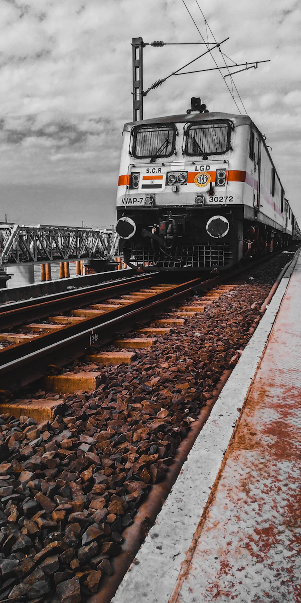 Indian Railways train on tracks