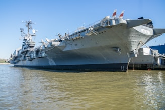Intrepidus anchored near a rocky shore with wheels deployed on land.