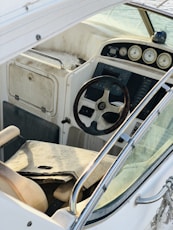 white and black car interior