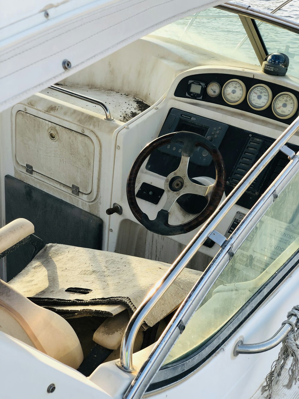 white and black car interior