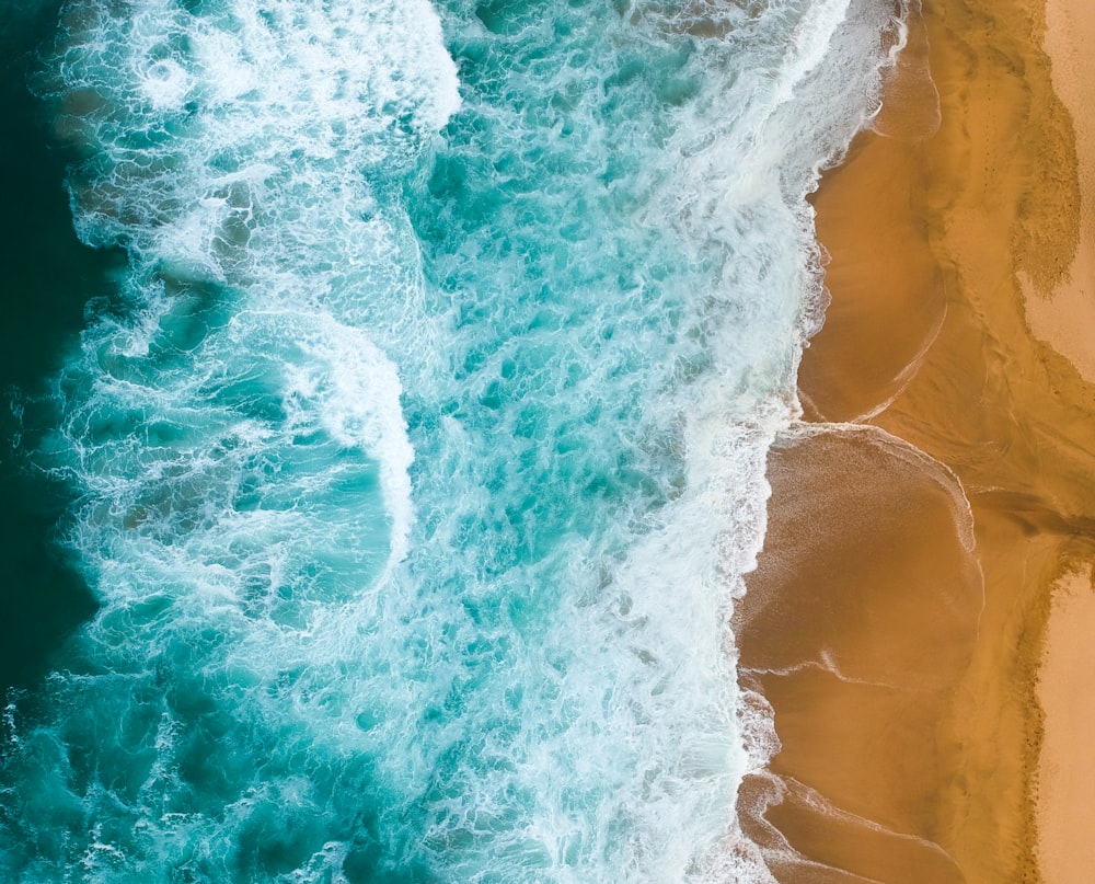 aerial view of ocean waves