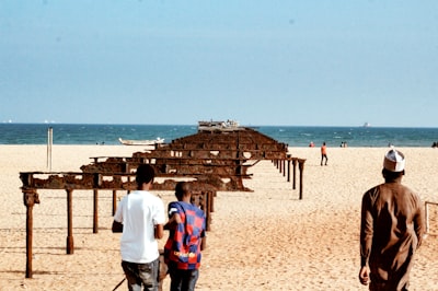 people walking on beach during daytime togo teams background