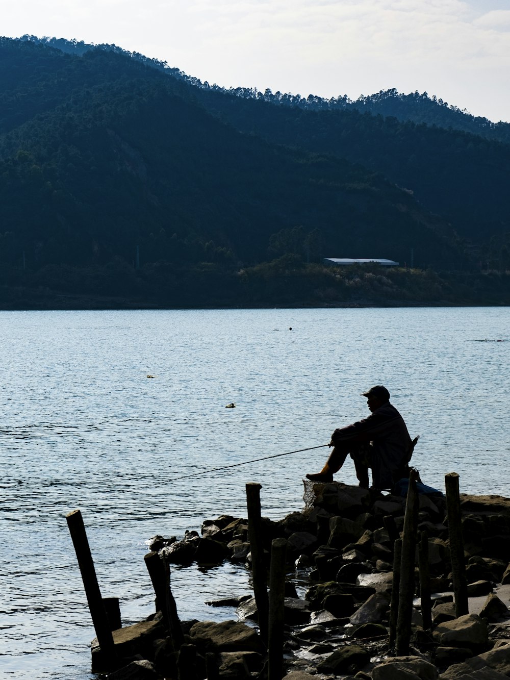 man in black jacket sitting on brown wooden log near body of water during daytime