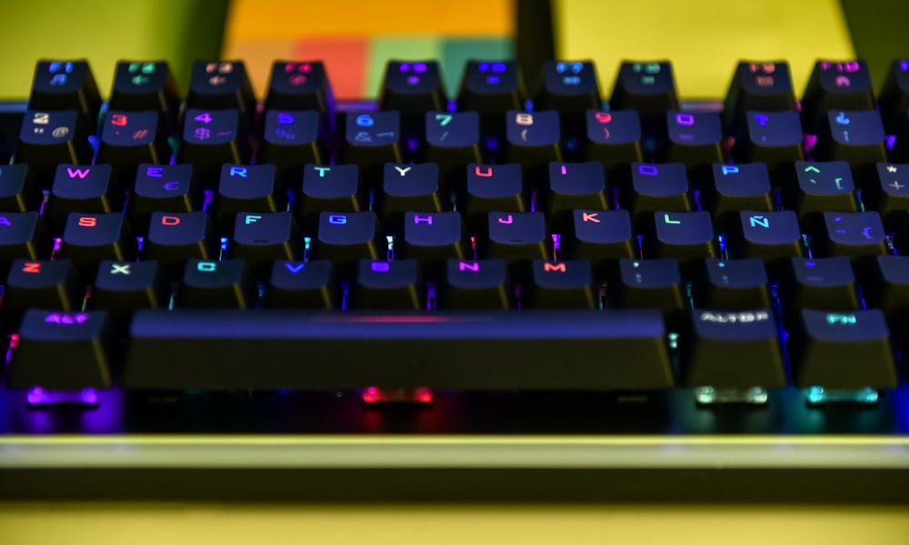 black and blue computer keyboard