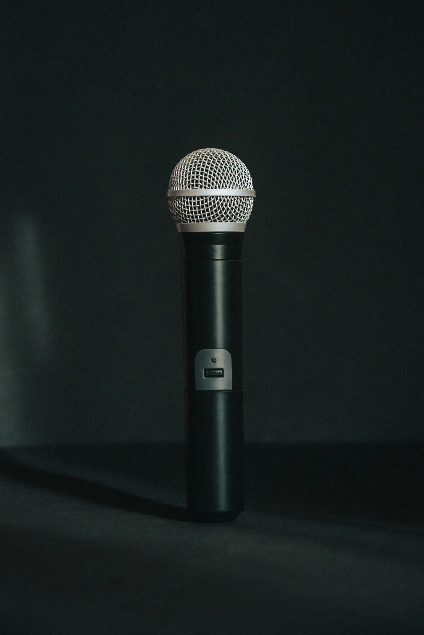 Microphone on black table