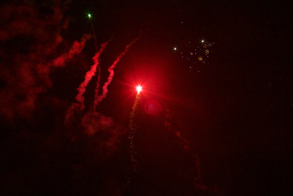 red fireworks display during nighttime
