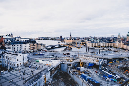 aerial view of city buildings during daytime in Slussen Sweden