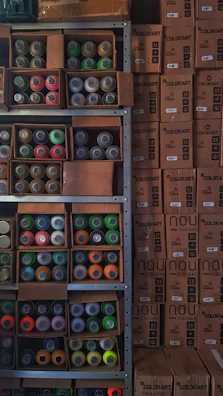 Shelves filled with Metro Chemicals branded paint additives.