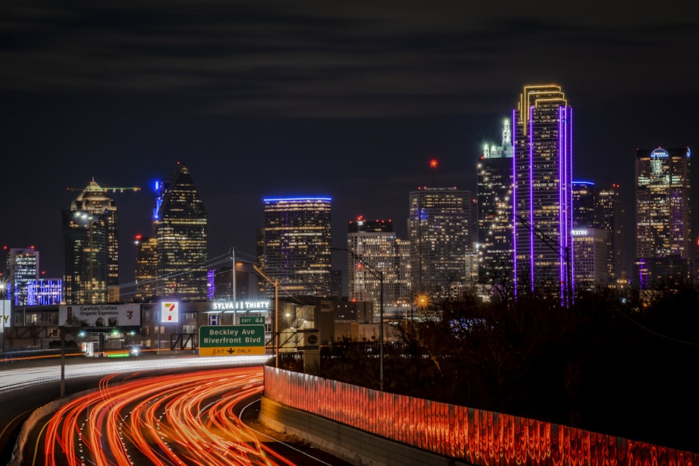 time lapse photography of city lights during night time