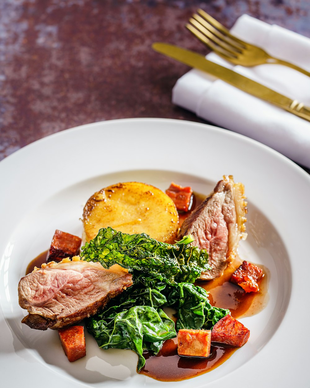 cooked food on white ceramic plate