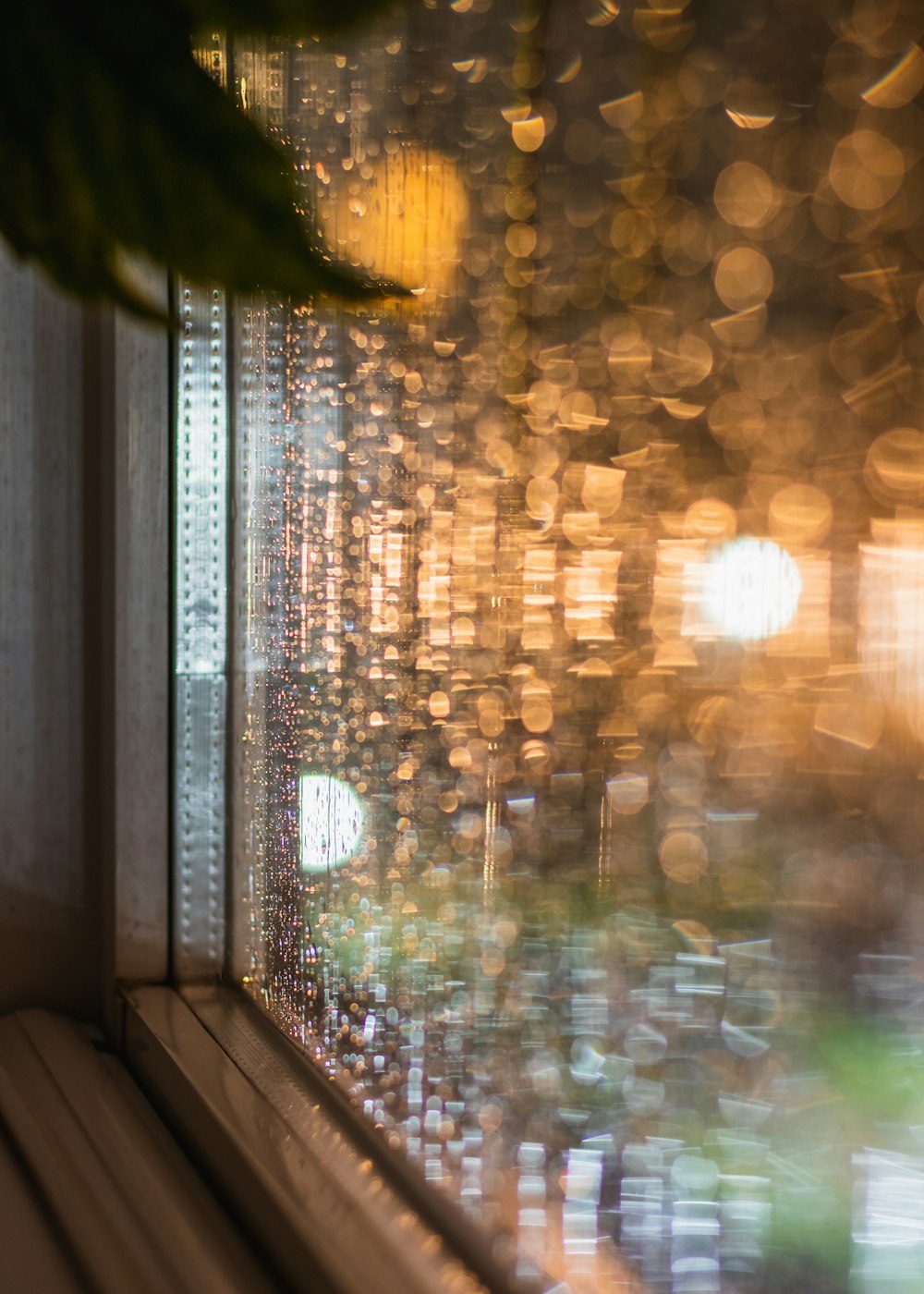 brown wooden framed glass window