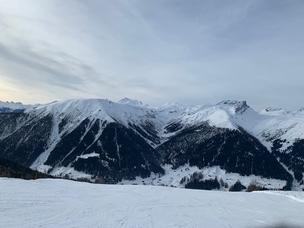 snow covered mountain under cloudy sky during daytime