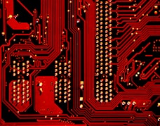 red and black circuit board illustration