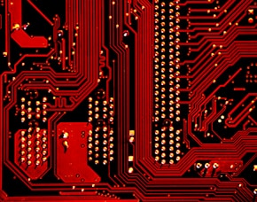 red and black circuit board illustration
