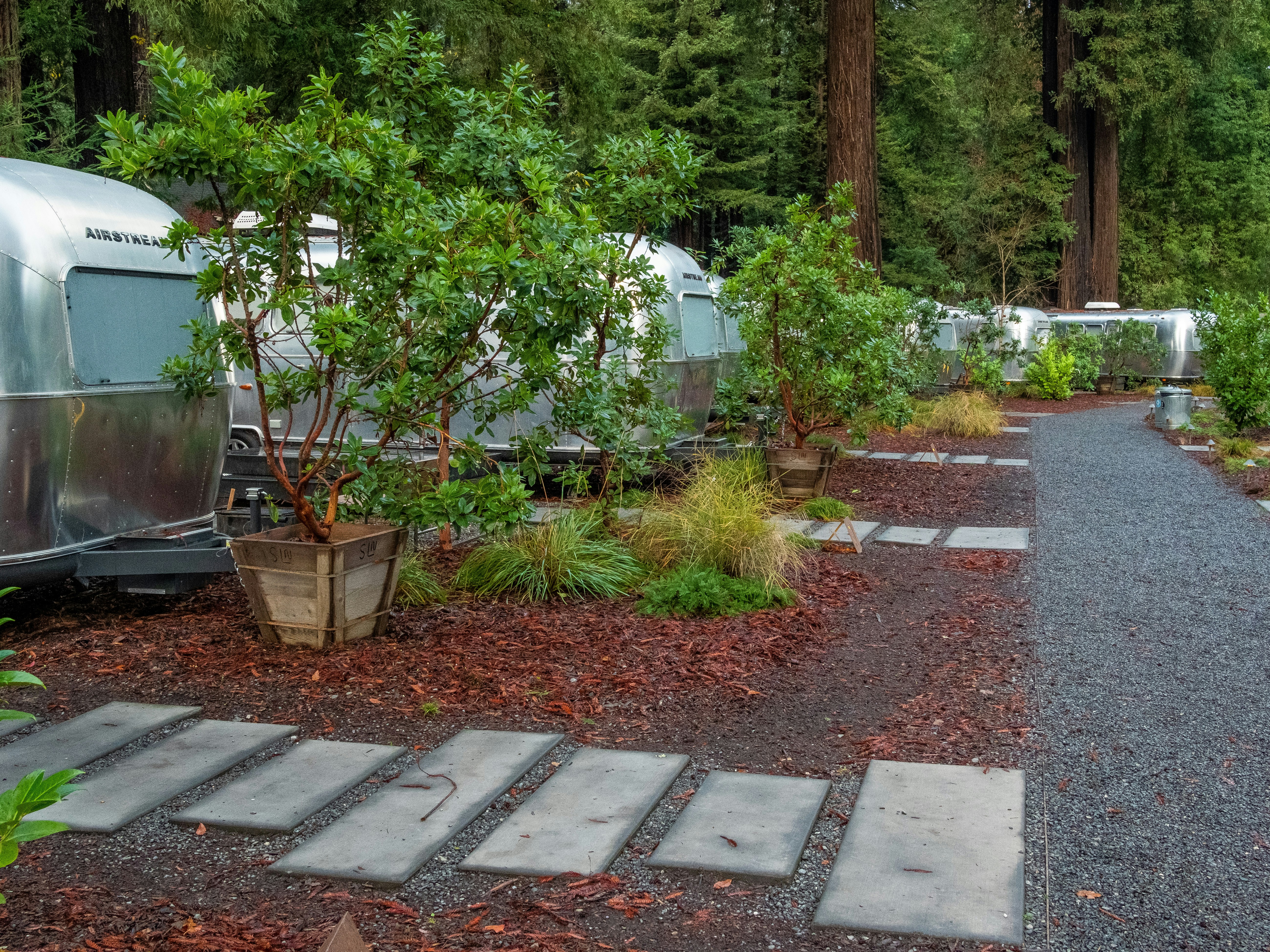 Autocamp is a magical place. Airstreams lined amongst trees and a communal fire pit. Roast s’mores at night and brew coffee in the morning. 