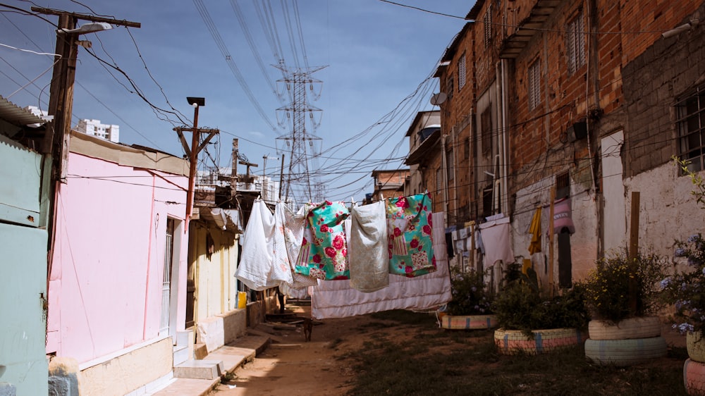 clothes hanging out to dry on a clothes line