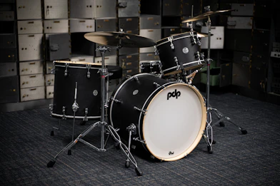 white and black drum set