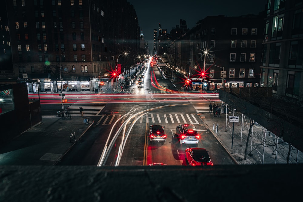 cars on road during night time