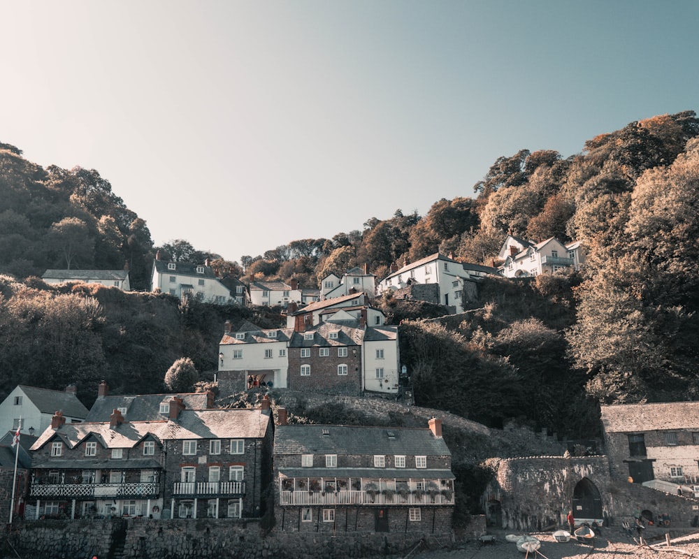 Maisons en béton blanc et brun près des arbres pendant la journée