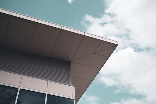 A commercial building with a newly installed roof.