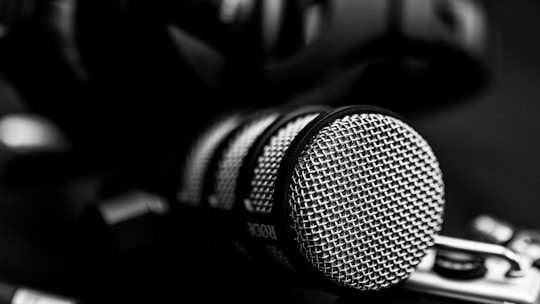 black and white microphone on black and white surface