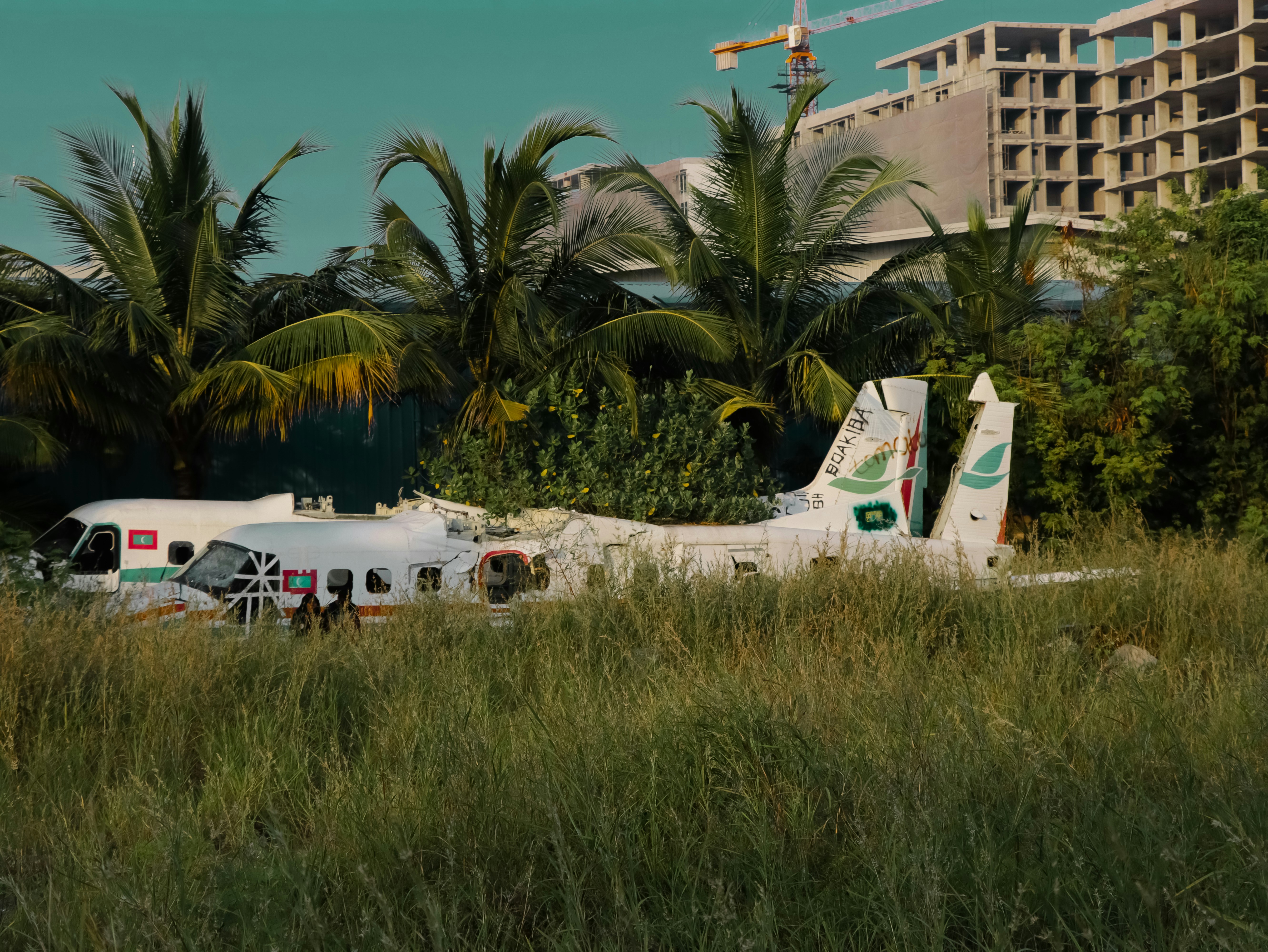 white airplane on green grass field during daytime