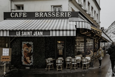 street photography,how to photograph black and white restaurant with chairs and tables