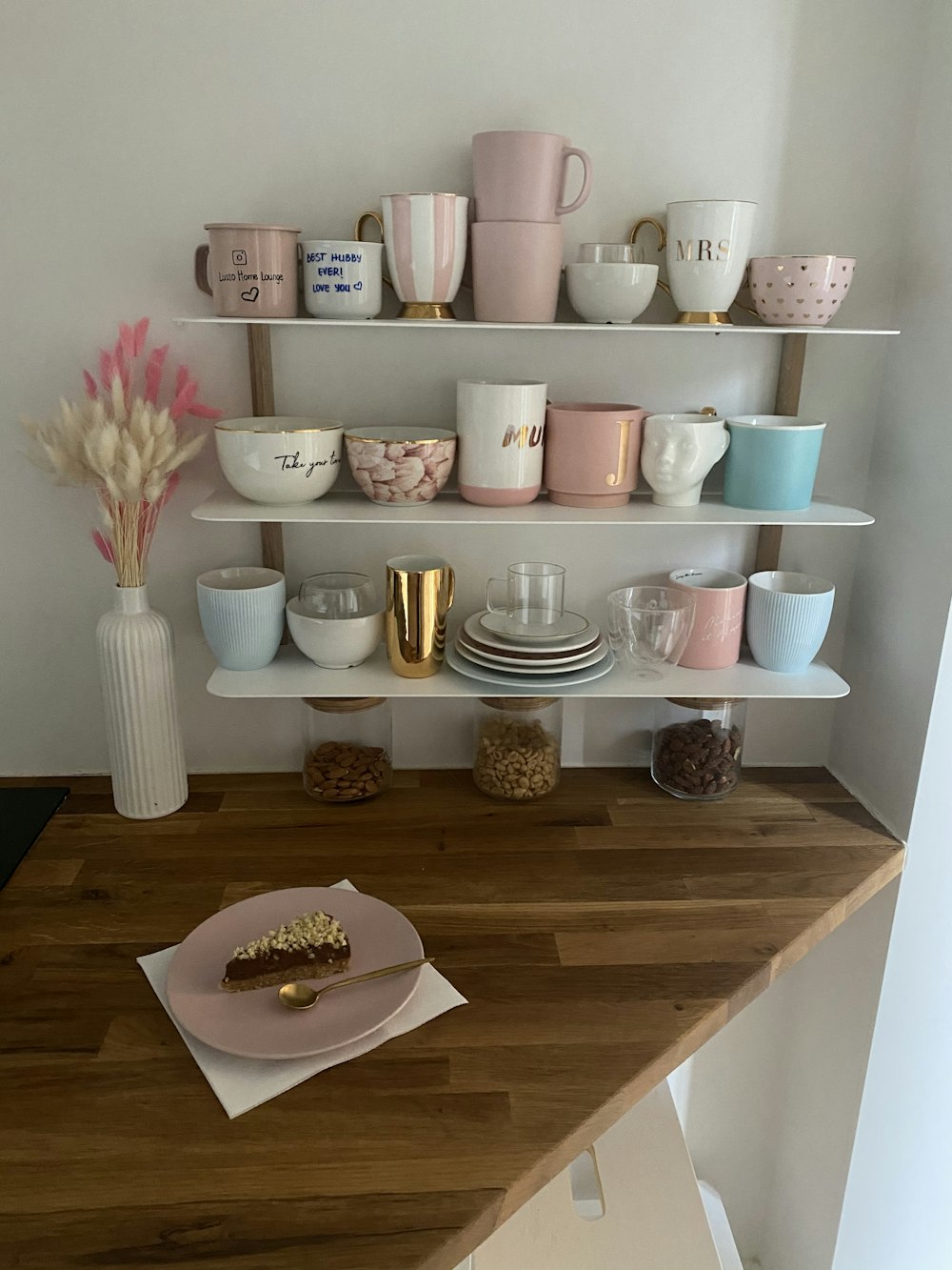 white ceramic bowls on brown wooden table