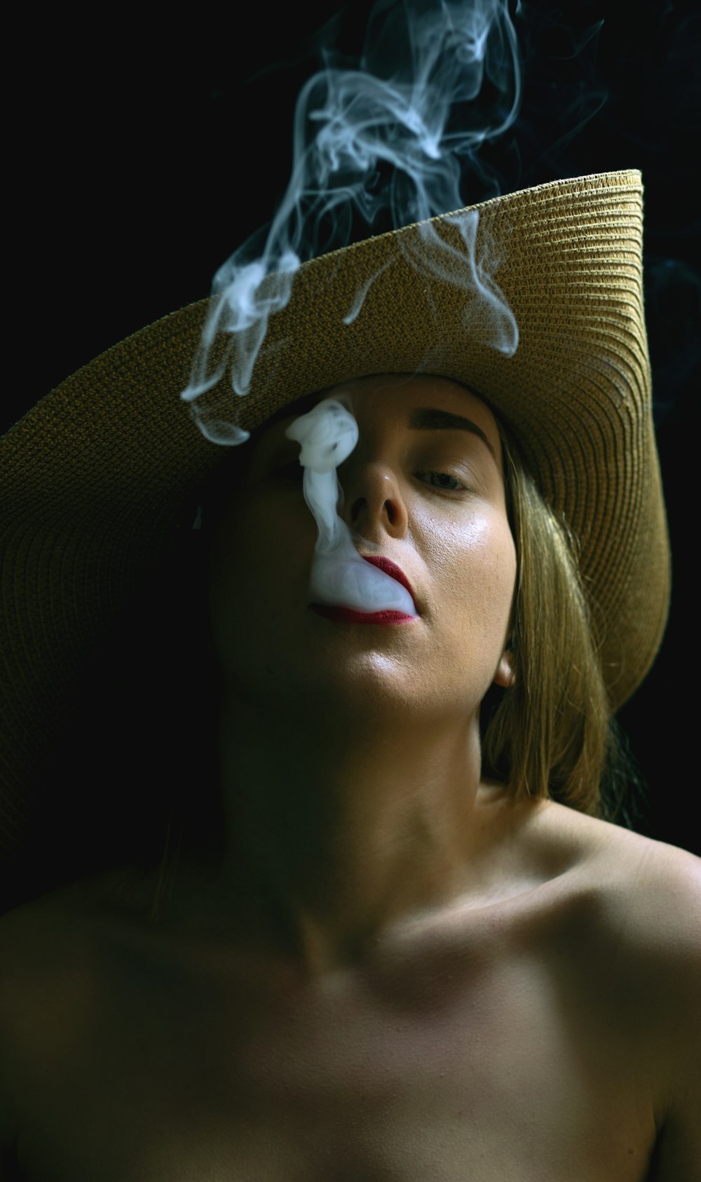 woman with white flower on her head