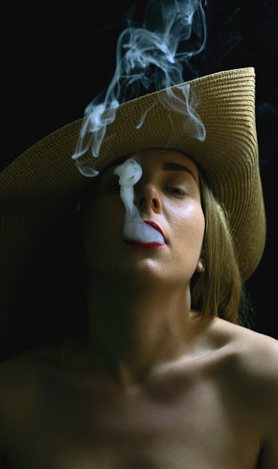woman with white flower on her head