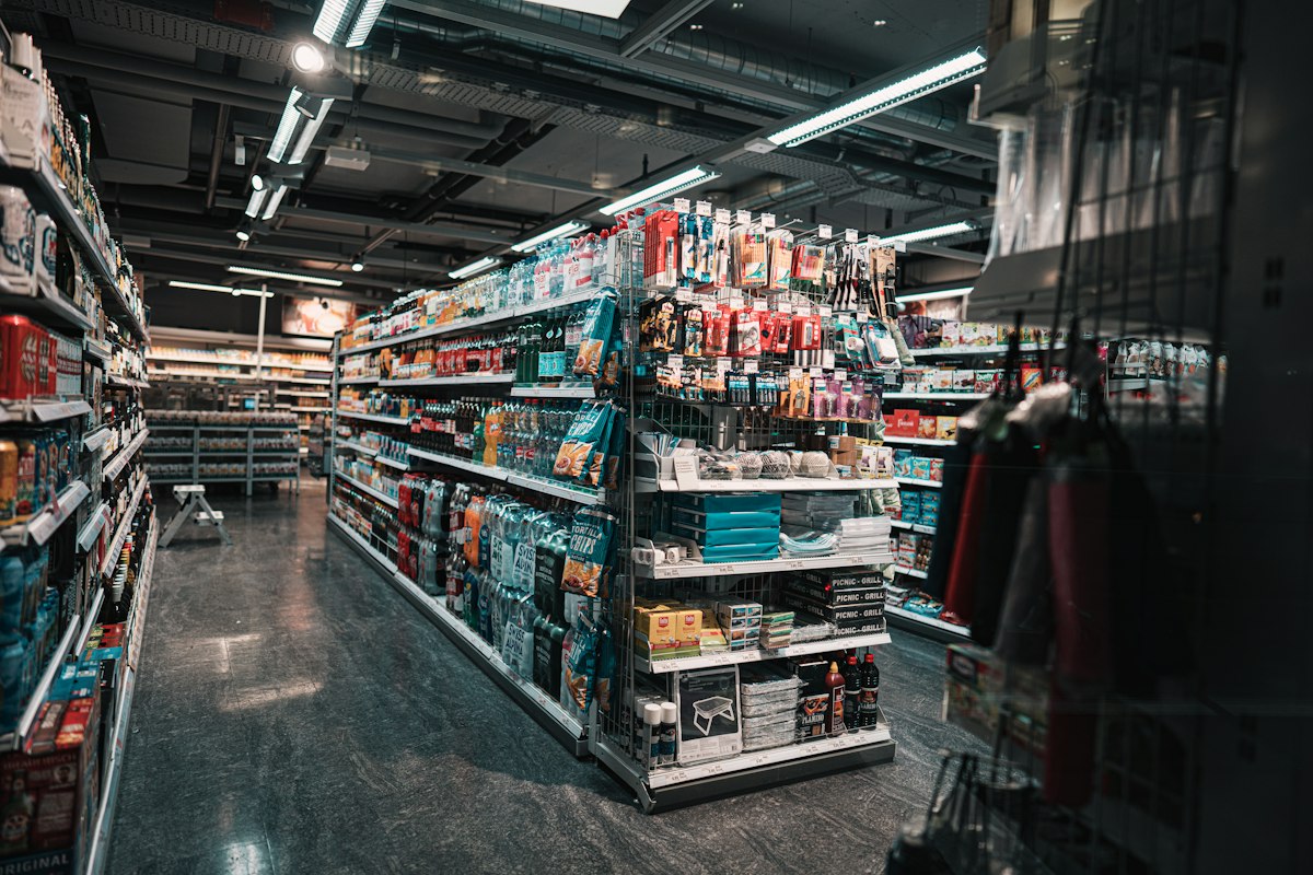 Shopper browsing a store aisle