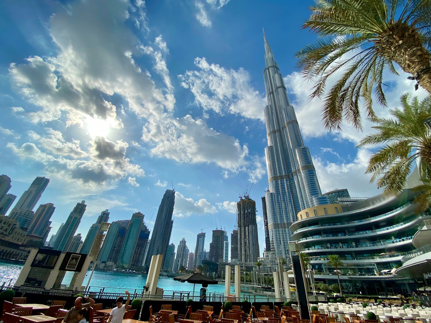 Dubai beachfront skyline with turquoise water and modern towers