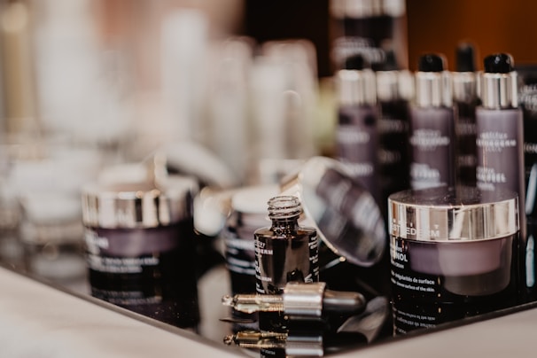 black and silver nail polish bottle
