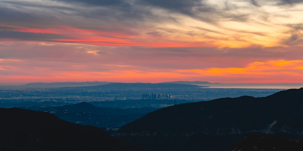 aerial view of city during sunset