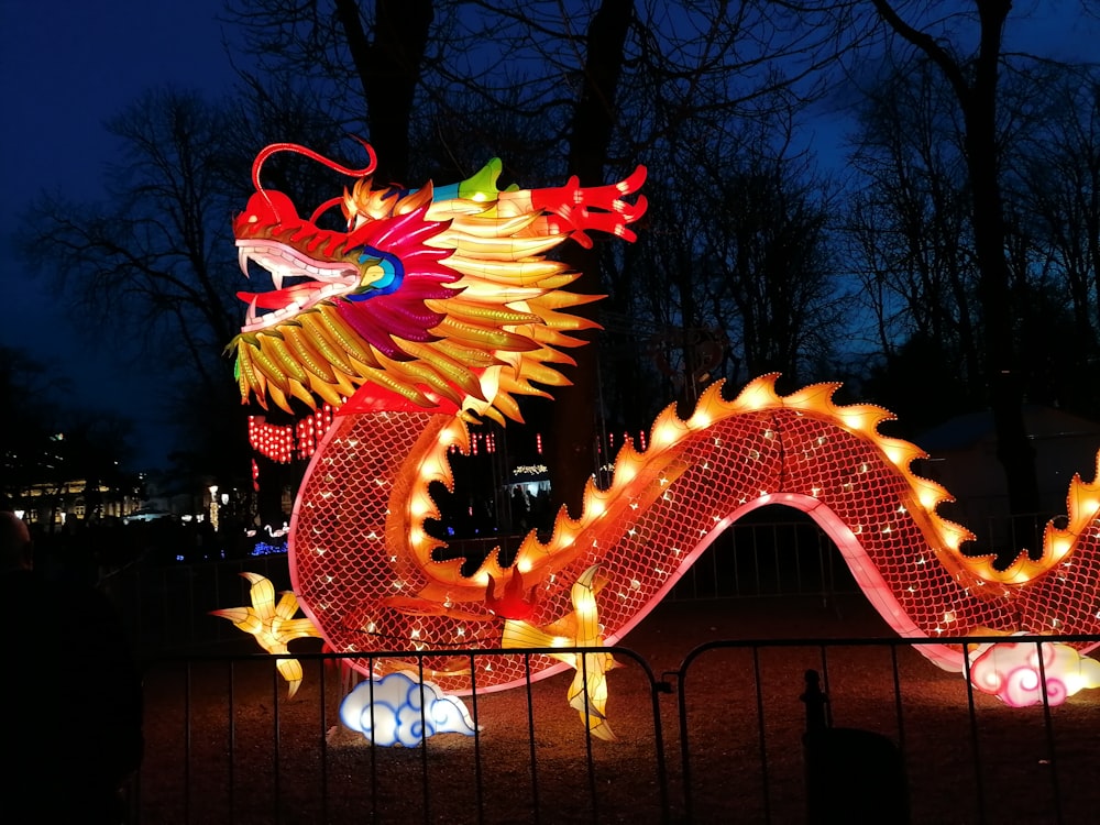 red and yellow dragon led light