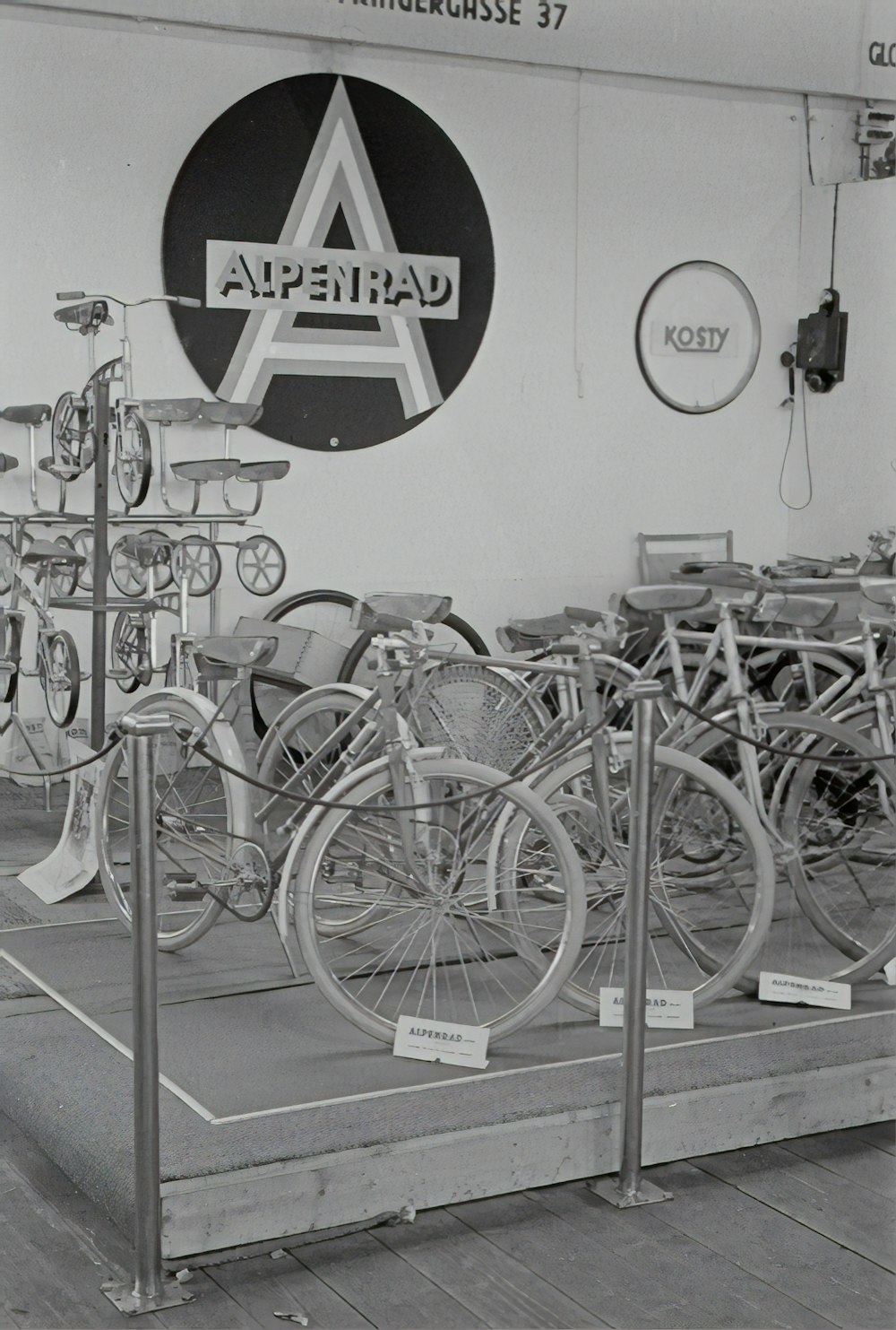 bicycle parked in a room