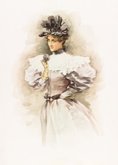 woman in white dress painting