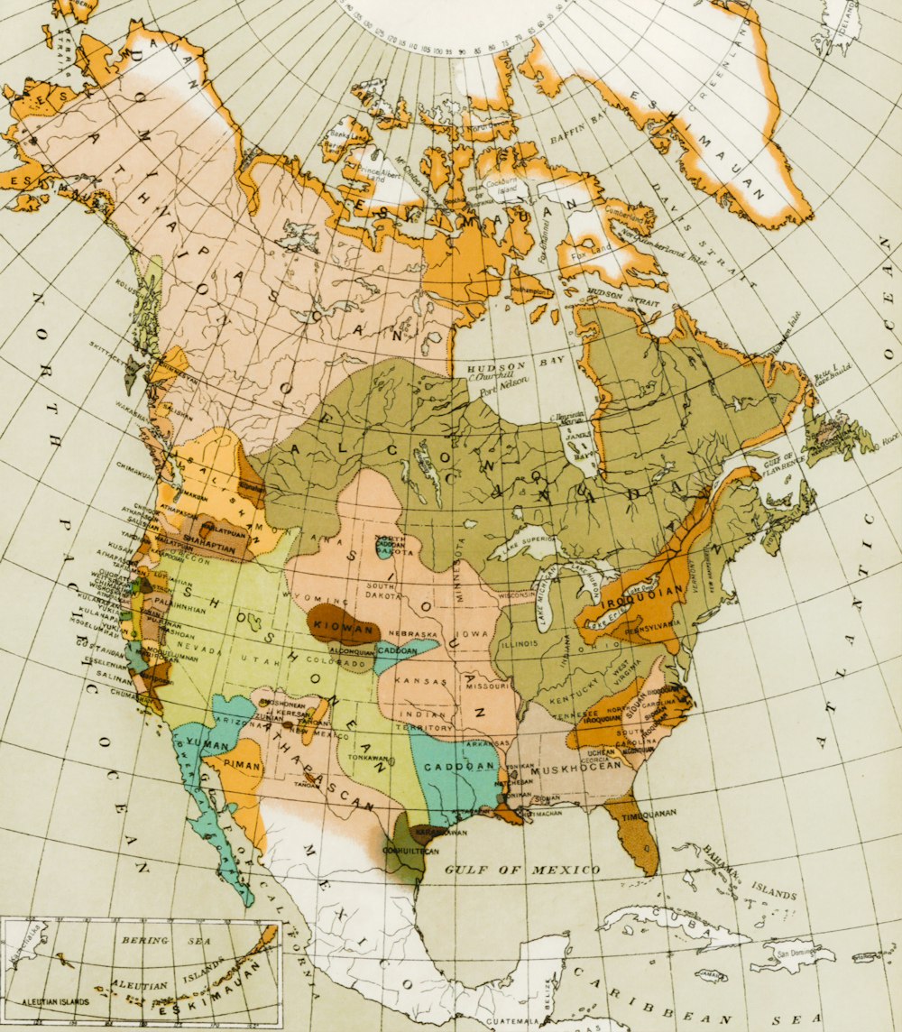 historic map of north america some of the diverse heritage of the USA