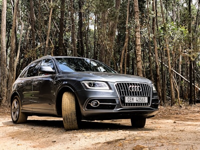 An Audi Q5 parked in a scenic outdoor environment.