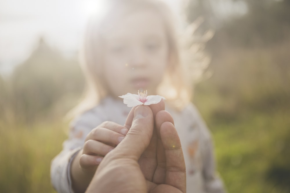 girl holding white flower during daytime