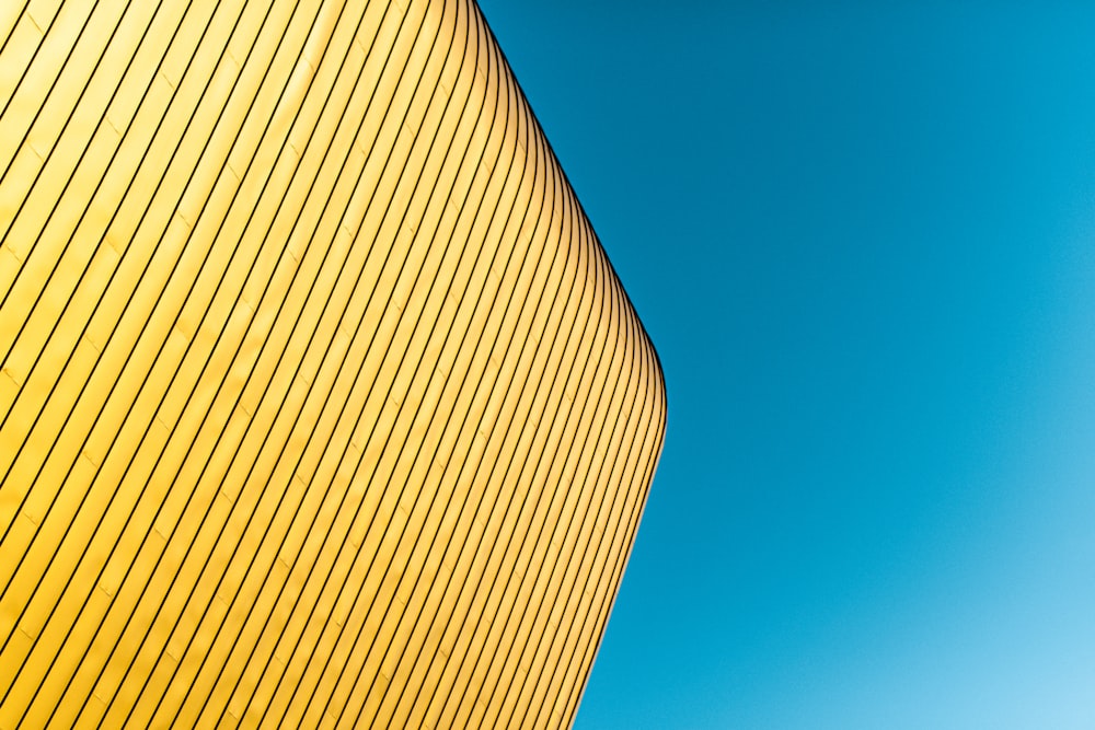 yellow and blue striped building