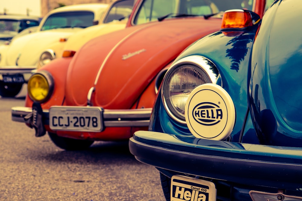 blue and white classic car