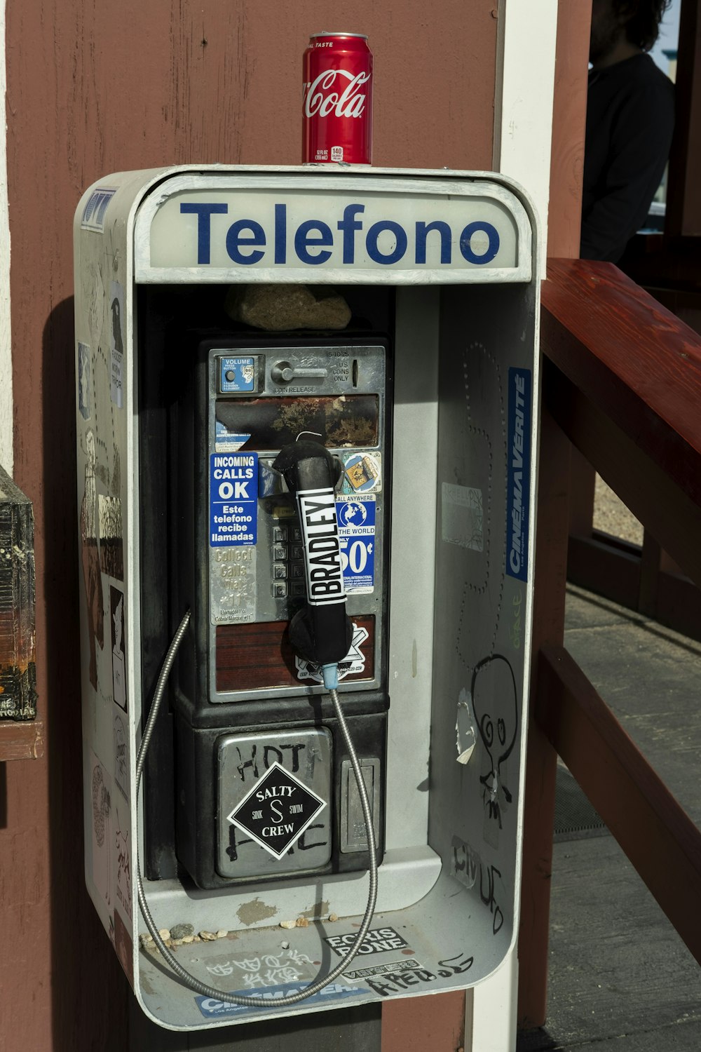 black and silver telephone booth