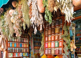 assorted color of wicker baskets on display