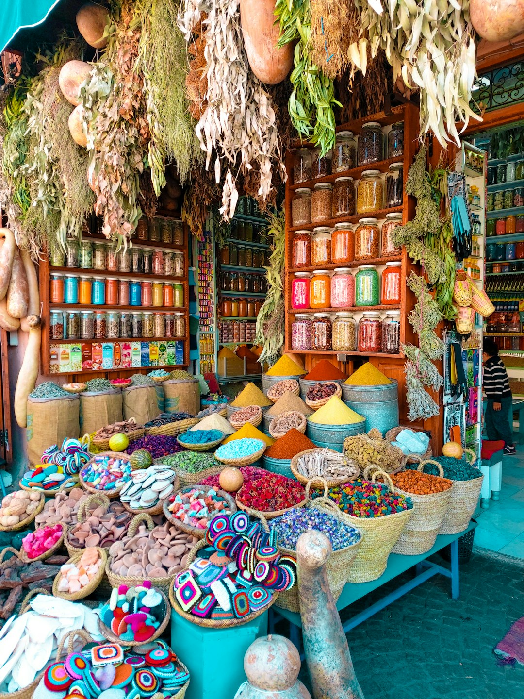 assorted color of wicker baskets on display