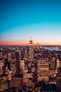aerial view of city buildings during night time