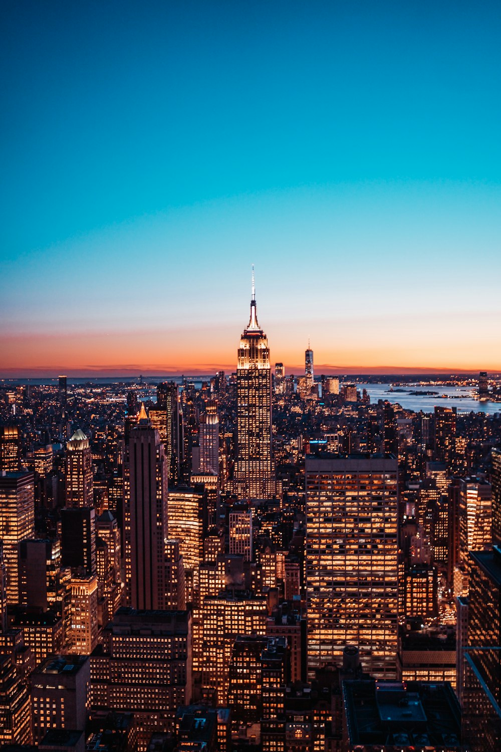 aerial view of city buildings during night time