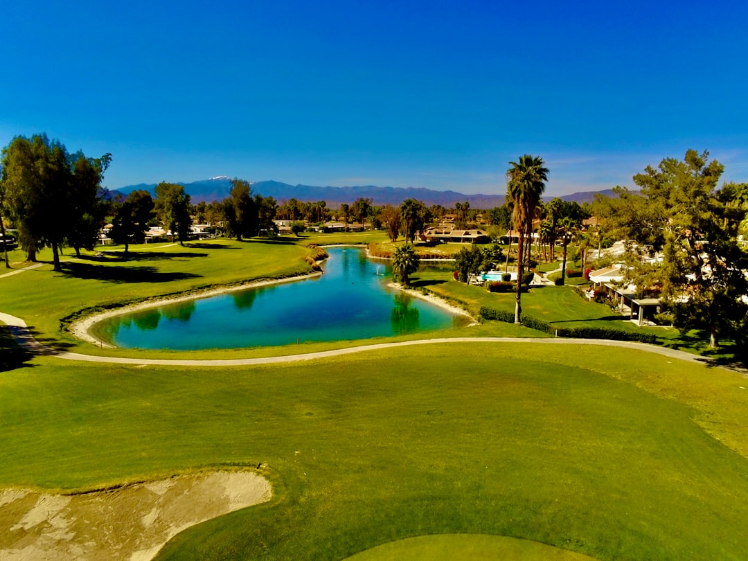 Stunning golf course with mountains in the background. 